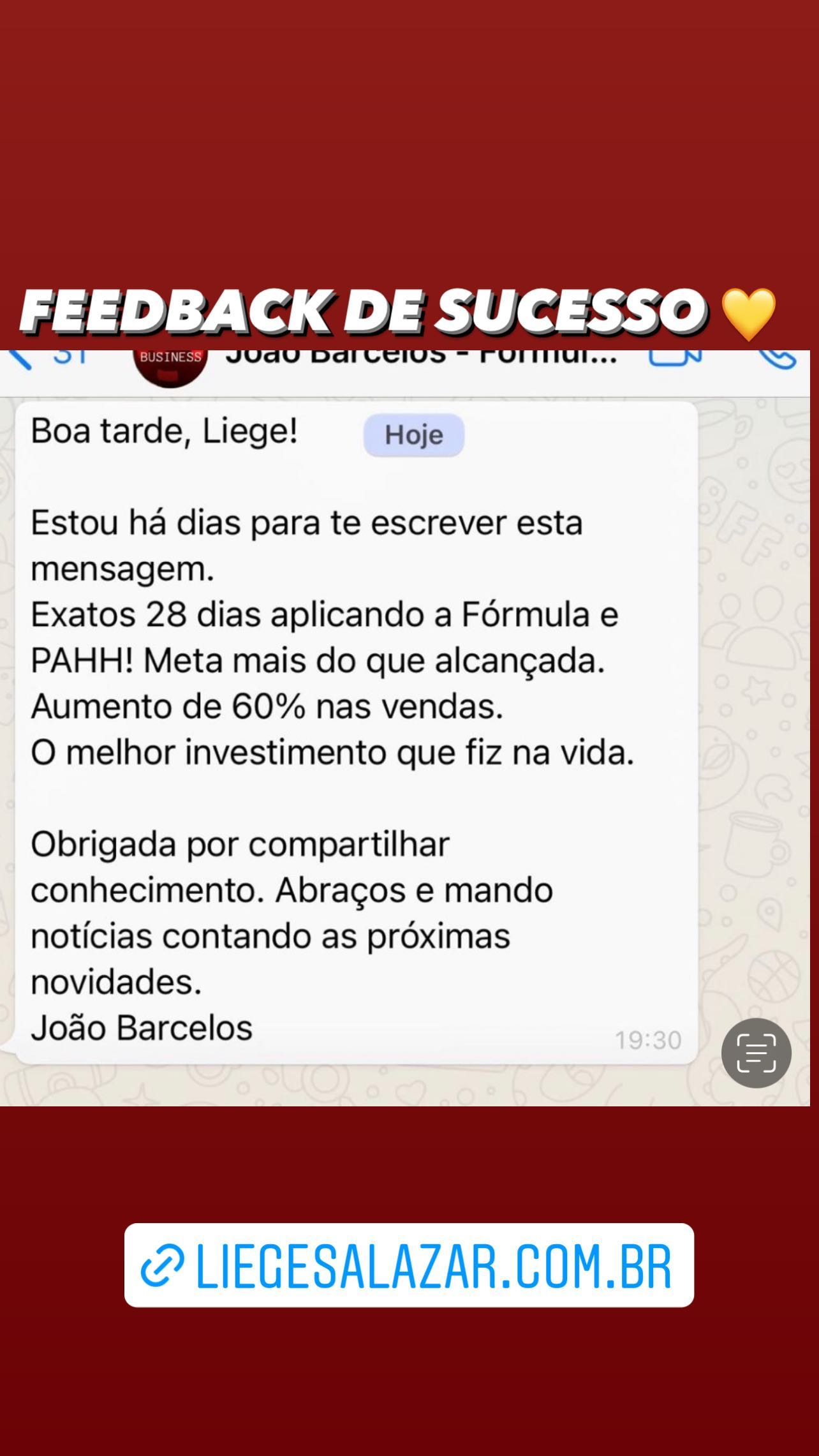 João Barcelos — +60% nas vendas em 28 dias